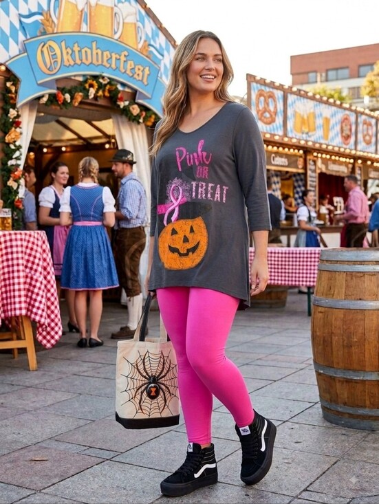 live for life Tops - Breast Cancer Awareness Pink or Treat' Halloween Pumpkin Tunic